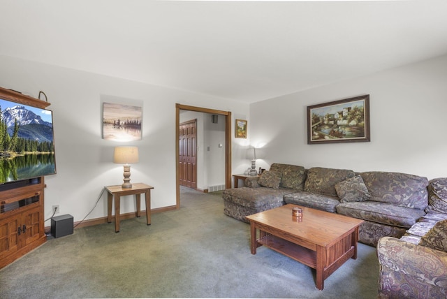 living room featuring carpet