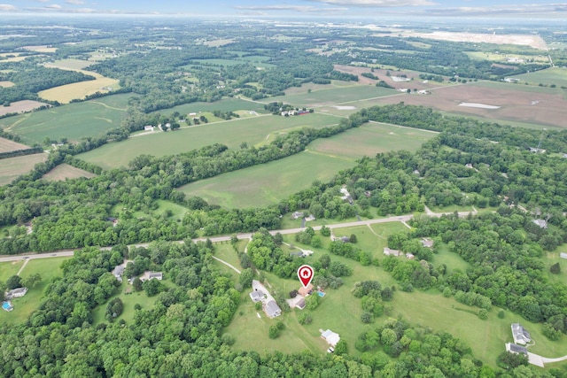 aerial view with a rural view