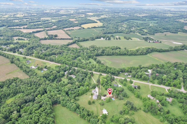 aerial view featuring a rural view and a water view