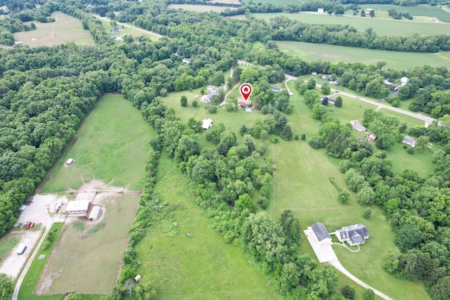 drone / aerial view featuring a rural view