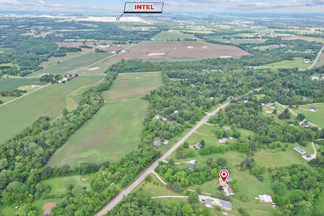 drone / aerial view featuring a rural view