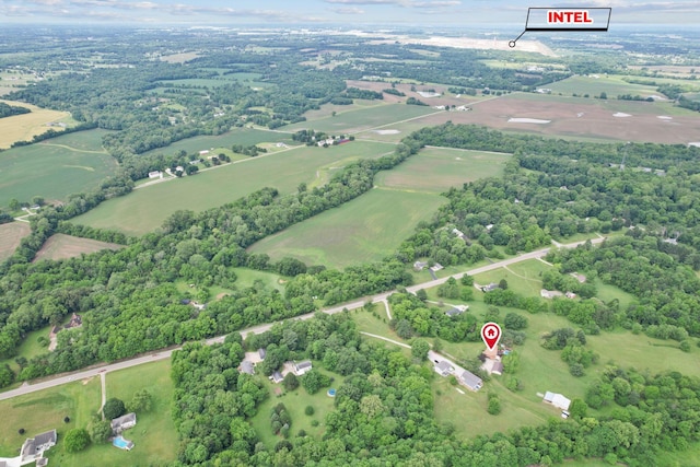 bird's eye view with a rural view