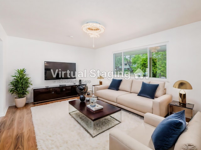 living room with hardwood / wood-style floors