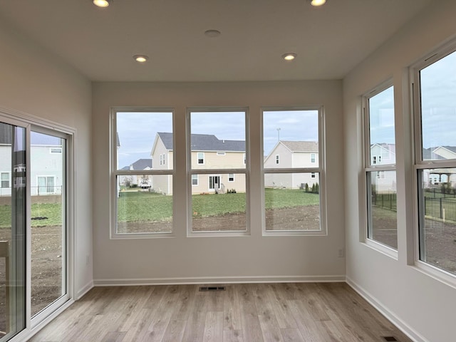 view of unfurnished sunroom