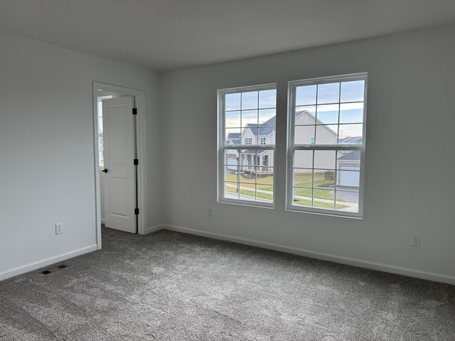 carpeted spare room featuring plenty of natural light