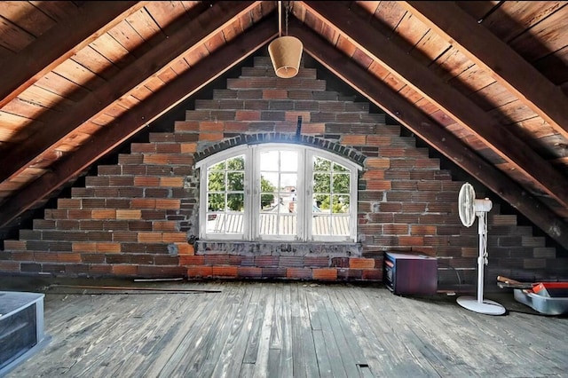 view of unfinished attic