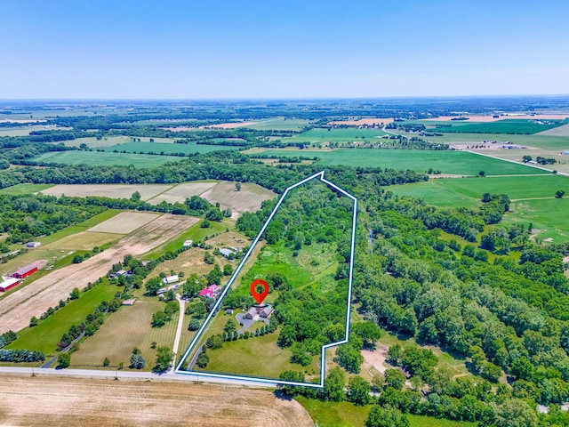 aerial view featuring a rural view