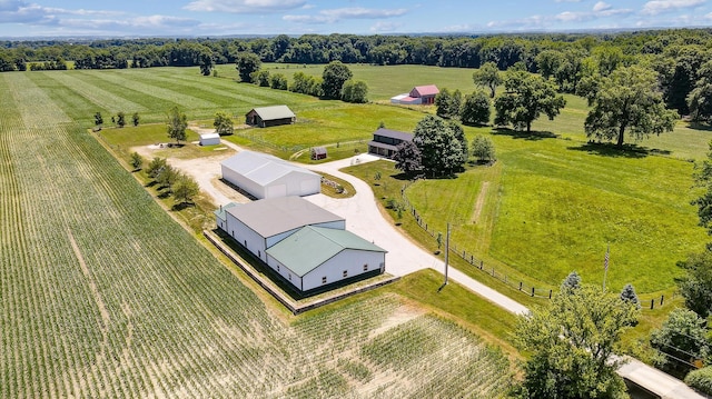 bird's eye view with a rural view