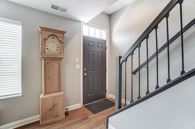 foyer entrance featuring light hardwood / wood-style floors