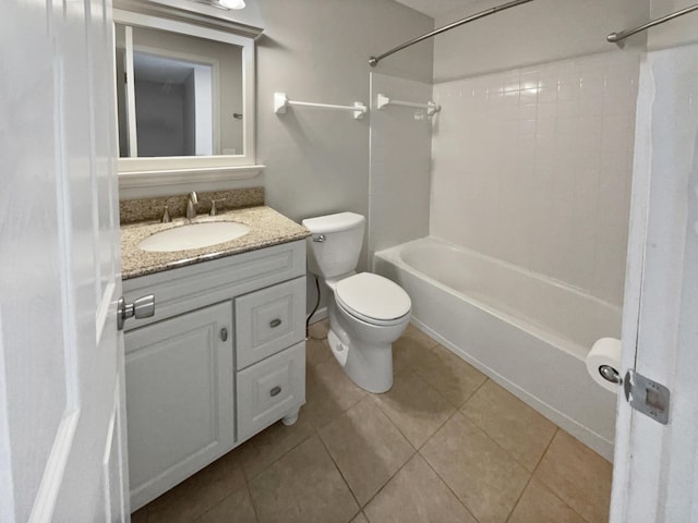 full bathroom featuring tile patterned flooring, vanity, toilet, and shower / bath combination