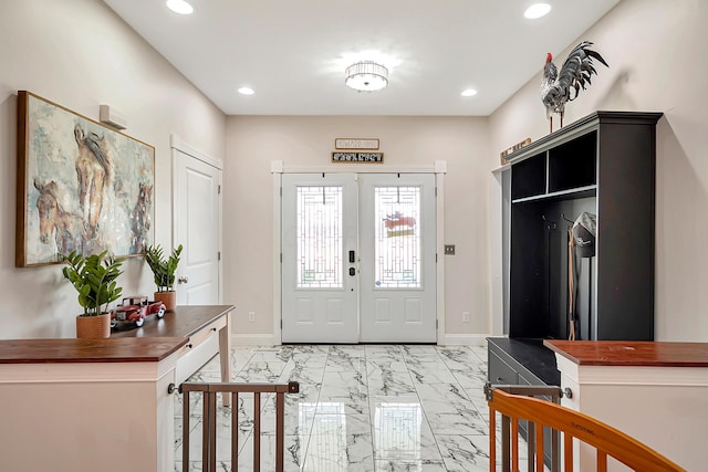 foyer featuring french doors