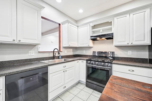 kitchen with white cabinetry, sink, and stainless steel appliances