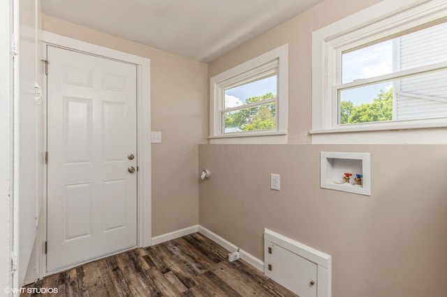 washroom featuring washer hookup and dark hardwood / wood-style floors