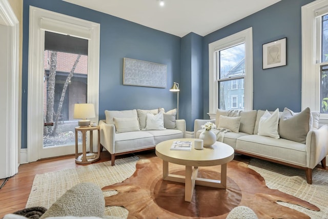 living room featuring hardwood / wood-style flooring