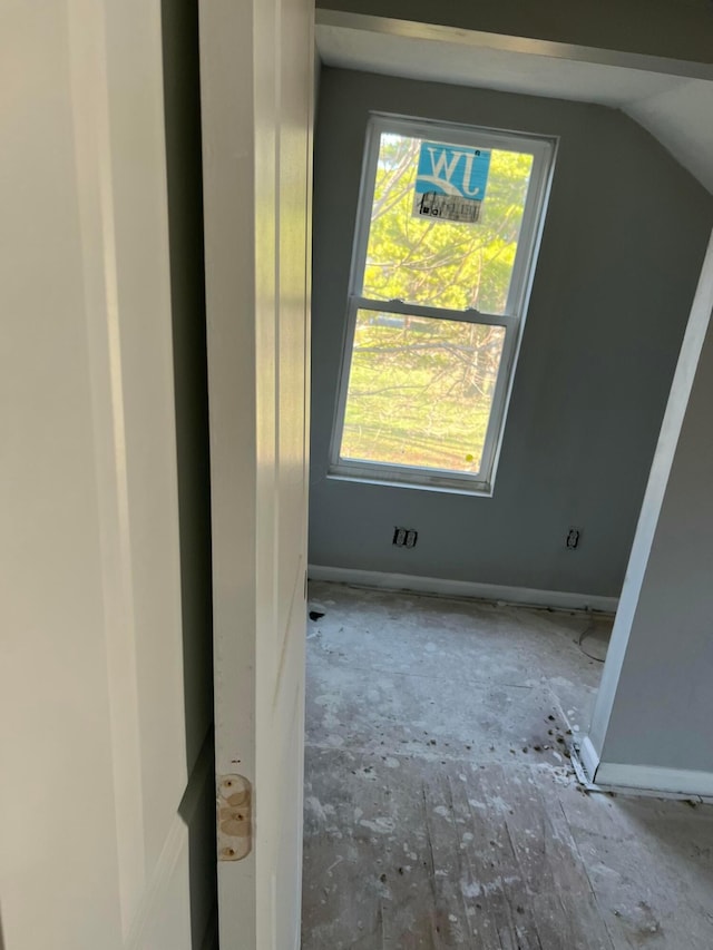 additional living space featuring plenty of natural light and vaulted ceiling