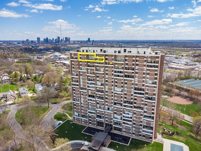 aerial view featuring a view of city