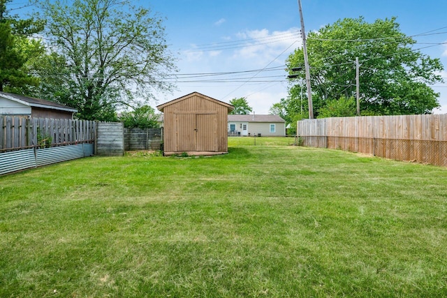 view of yard with a shed