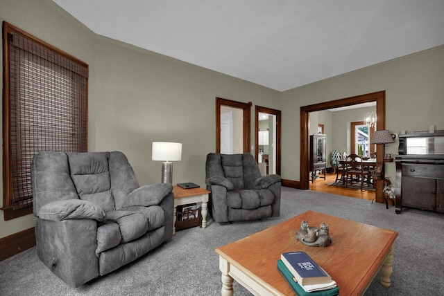 living room with carpet flooring