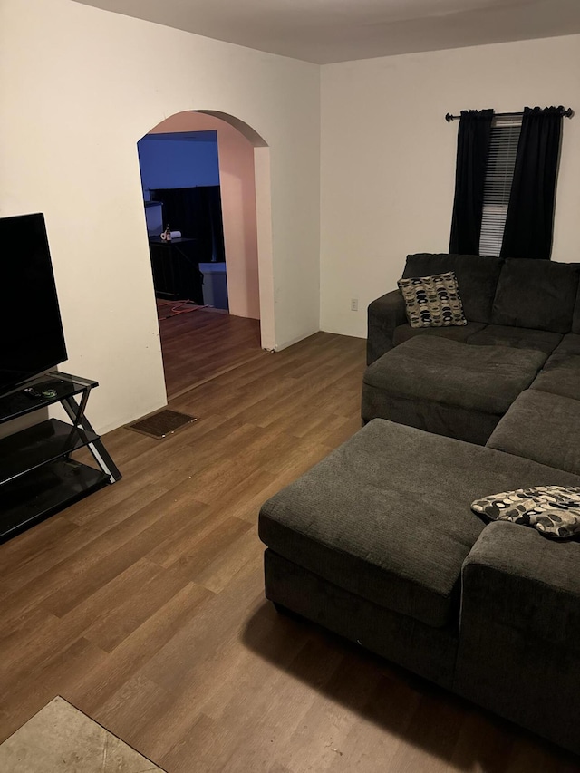 living room with hardwood / wood-style floors