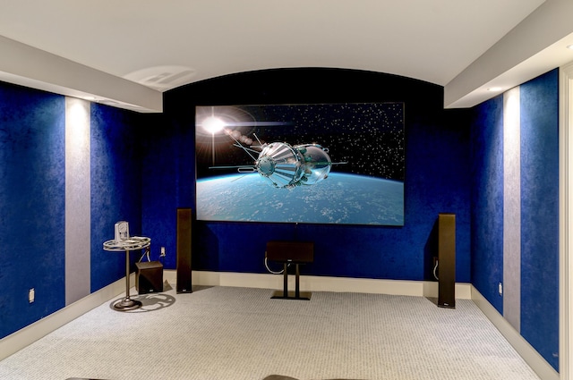 view of carpeted home theater