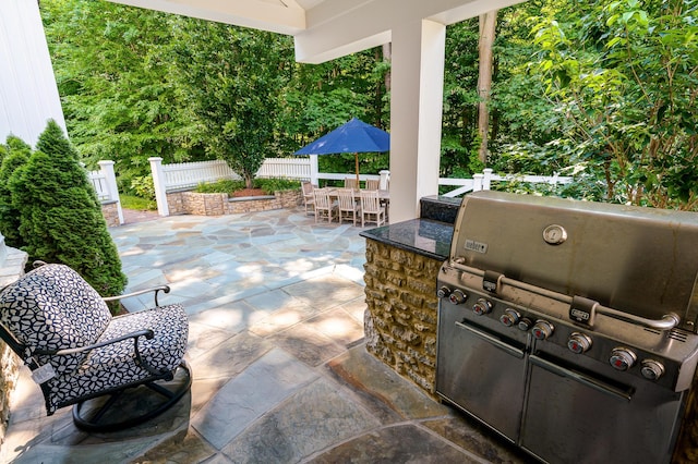 view of patio with area for grilling