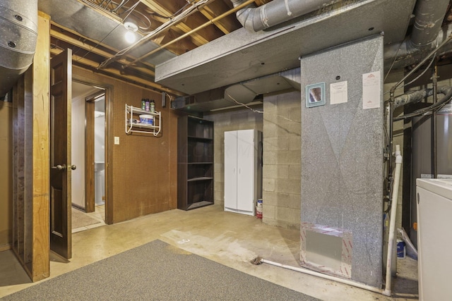 basement with heating unit