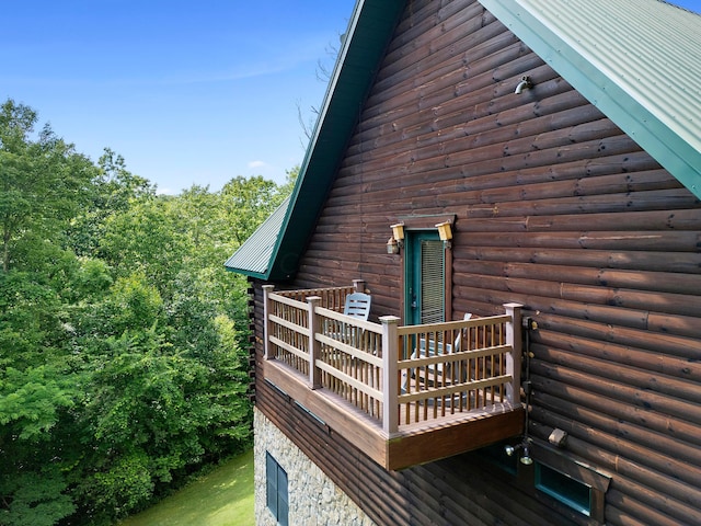 17441 Keister Rd, Laurelville, OH 43135 - view of side of home with a metal roof, log exterior, and a balcony