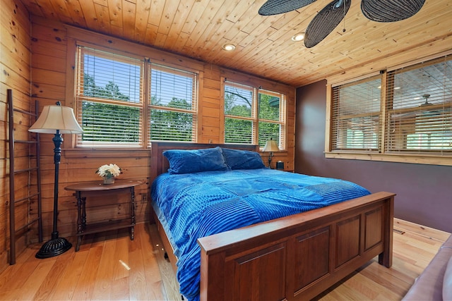 17441 Keister Rd, Laurelville, OH 43135 - bedroom with wooden ceiling, light wood-style floors, wooden walls, and recessed lighting