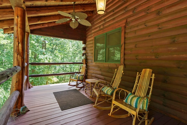 17441 Keister Rd, Laurelville, OH 43135 - wooden terrace featuring a ceiling fan