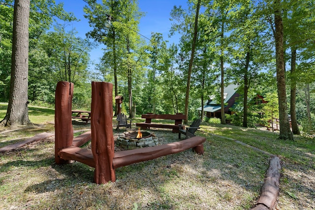 17441 Keister Rd, Laurelville, OH 43135 - view of yard featuring an outdoor fire pit