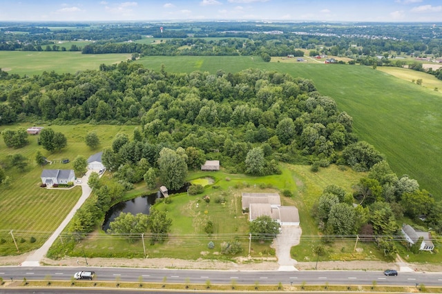 bird's eye view with a rural view and a water view