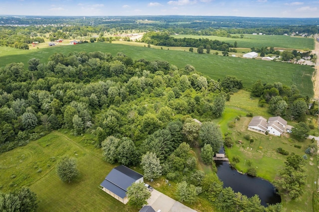 bird's eye view with a rural view and a water view