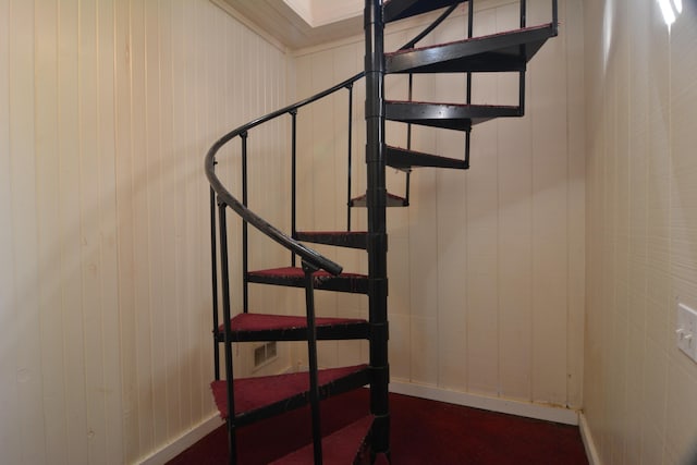 stairs with wooden walls