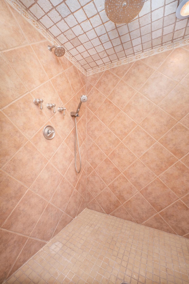 bathroom with tiled shower