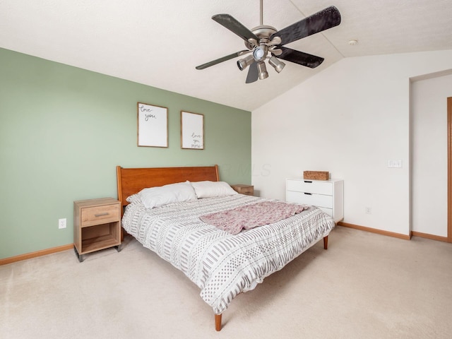2124 Ripple Rd, Hilliard, OH 43026 - carpeted bedroom with lofted ceiling, baseboards, and a ceiling fan