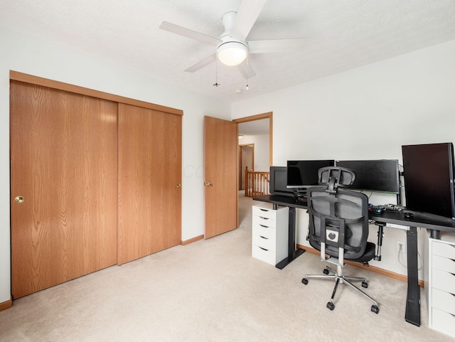 2124 Ripple Rd, Hilliard, OH 43026 - office space with a ceiling fan, light carpet, and baseboards