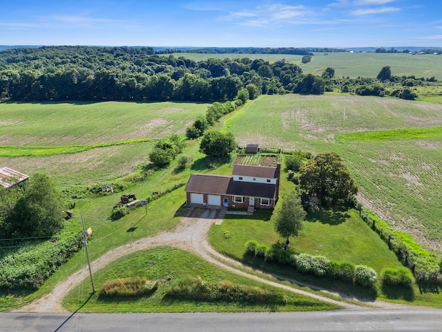 drone / aerial view with a rural view