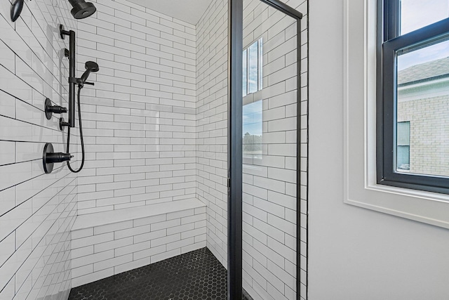 bathroom featuring a shower stall