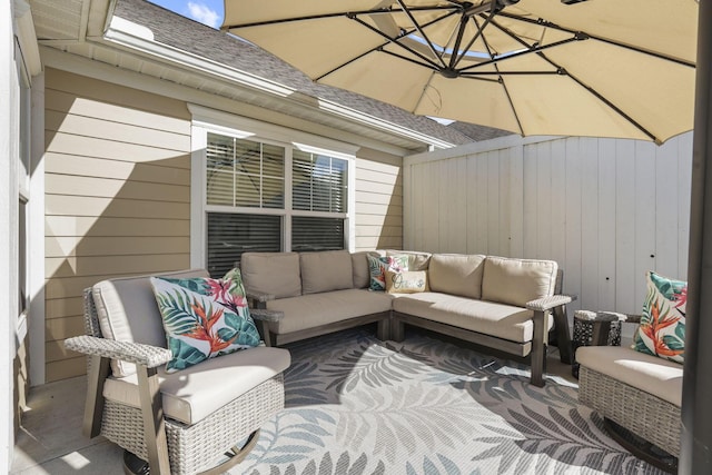 view of patio featuring outdoor lounge area