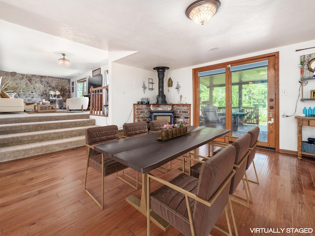 dining area featuring hardwood / wood-style flooring