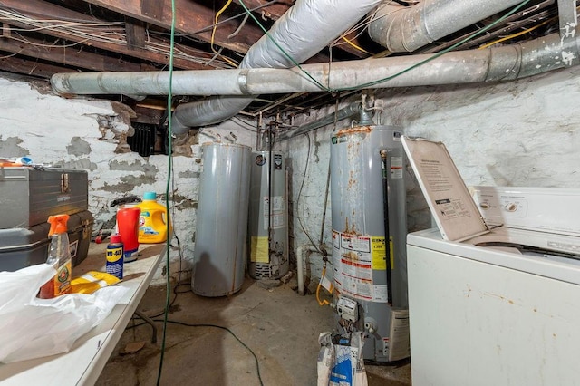 utility room featuring washer / clothes dryer and water heater