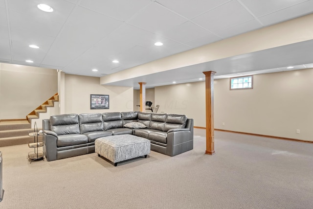 living room featuring carpet flooring