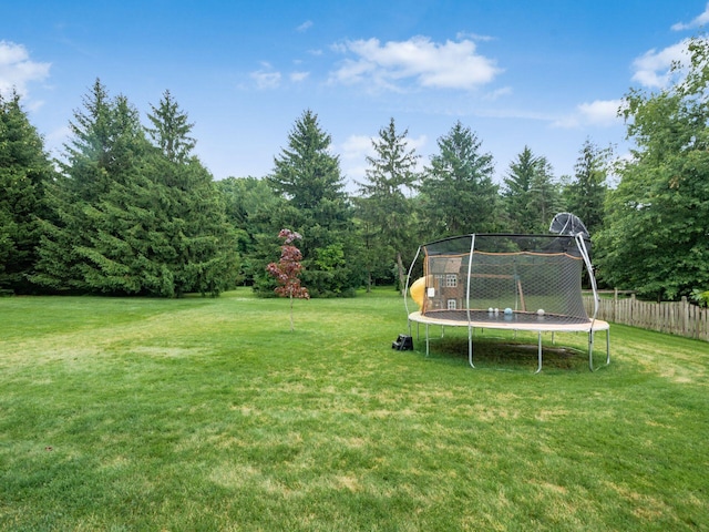 view of yard featuring a trampoline