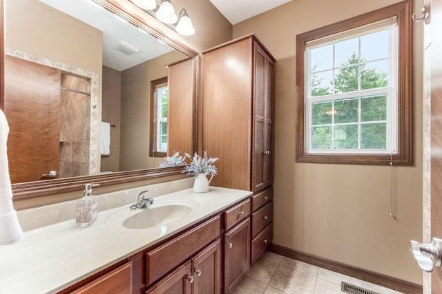 bathroom featuring vanity and tile patterned floors