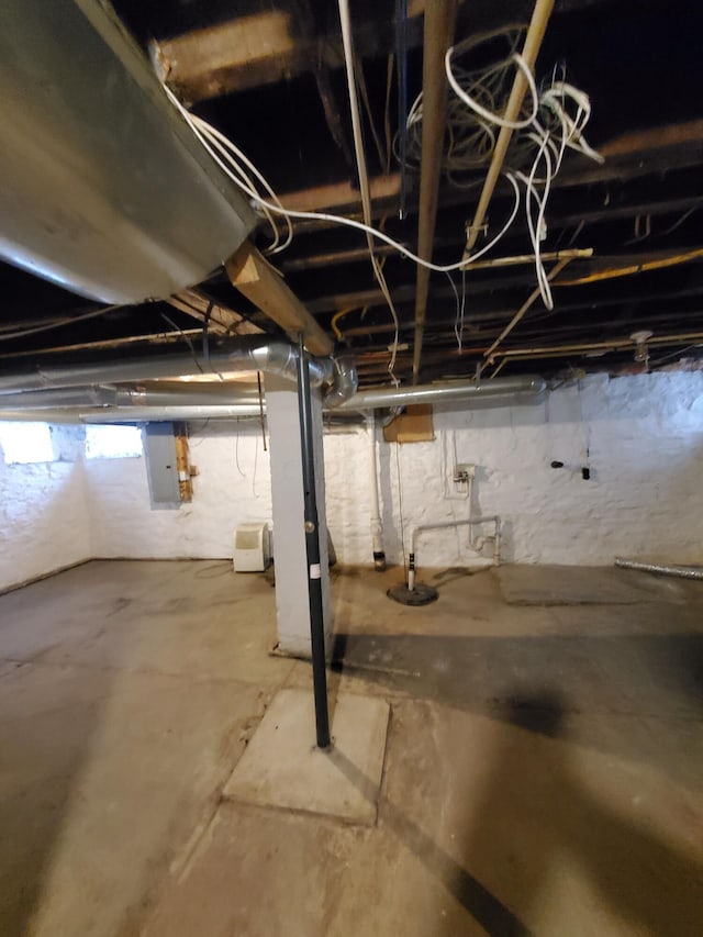 basement with electric panel