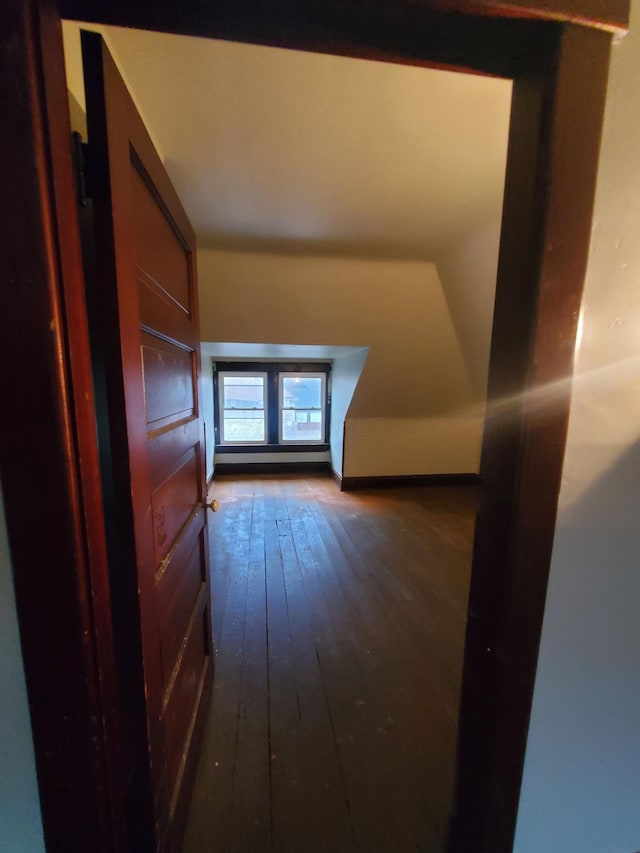 hall featuring dark hardwood / wood-style flooring