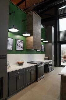 kitchen with a healthy amount of sunlight, radiator heating unit, and stainless steel electric range