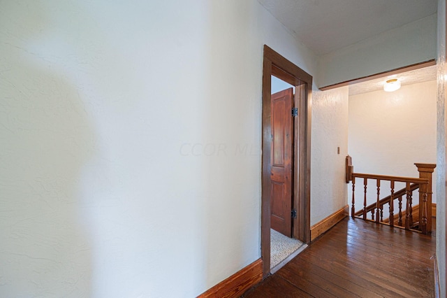 hallway with dark hardwood / wood-style floors