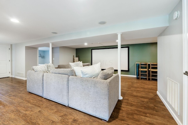 living room with hardwood / wood-style floors