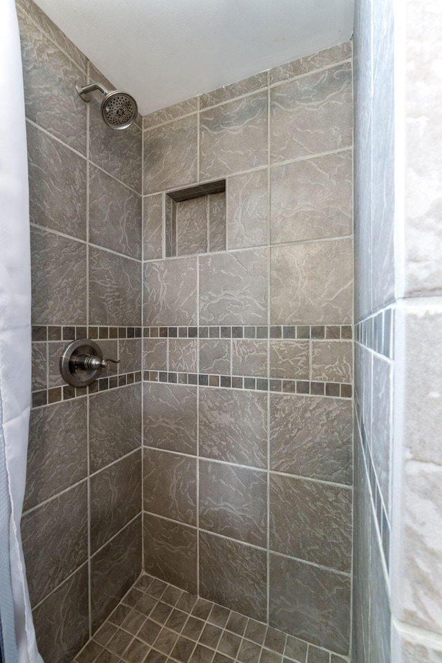 bathroom with a shower with curtain